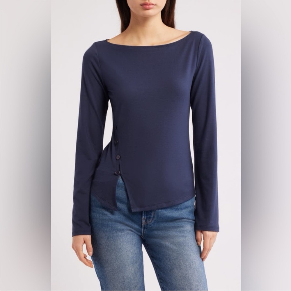 Reformation Nicola Knit Top in Navy